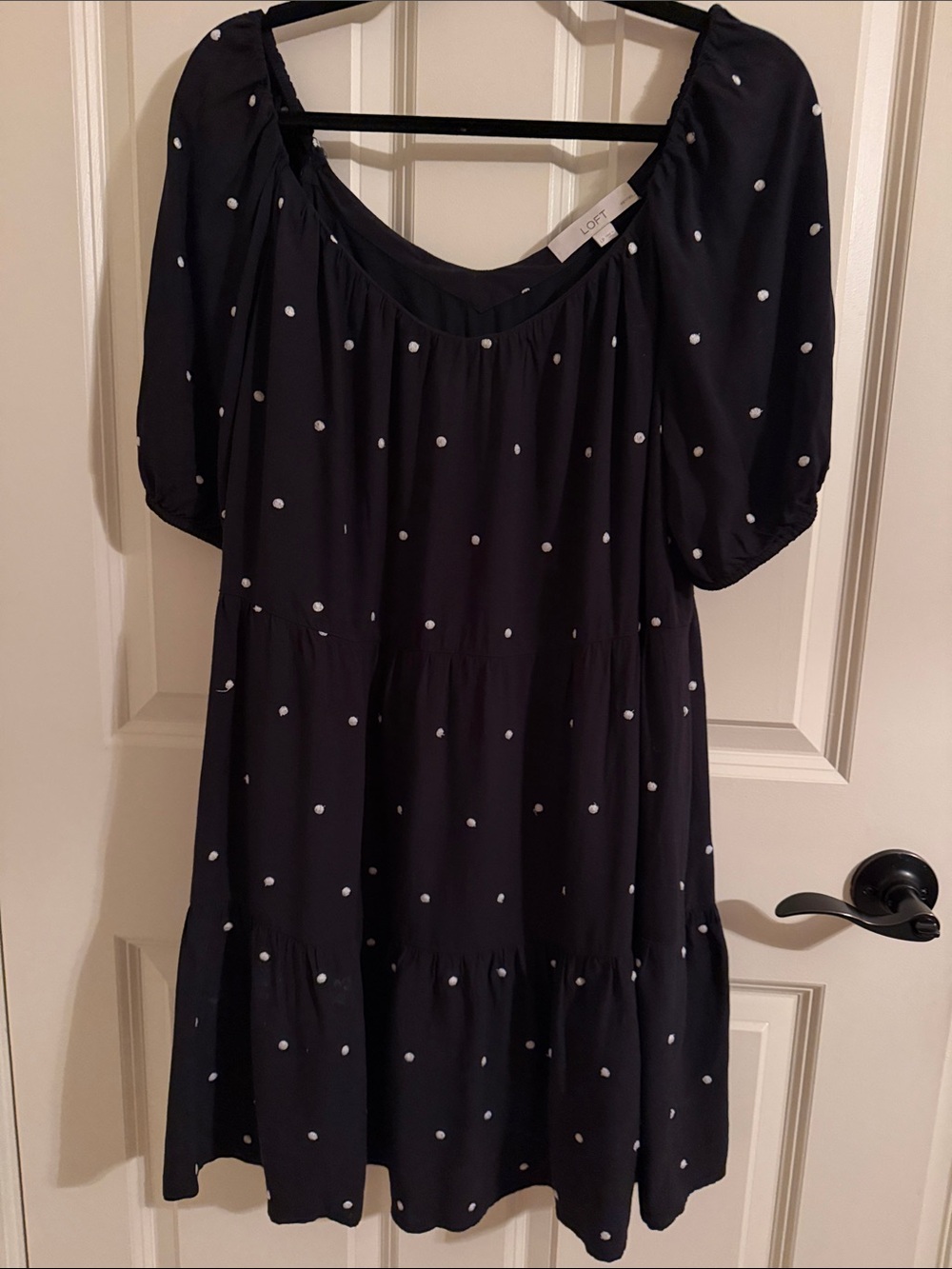 LOFT Black Top with Branded Neckline